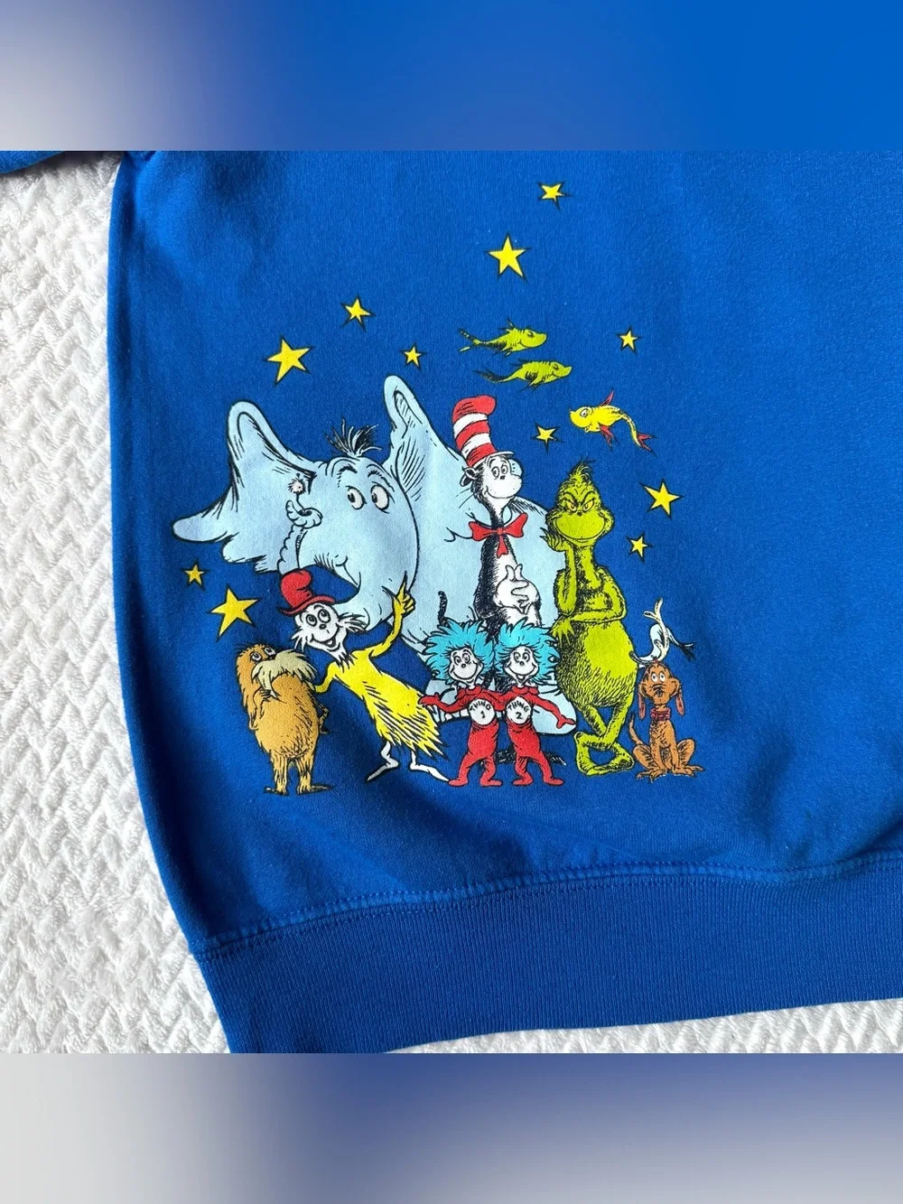 Universal Studios Orlando Dr. Seuss Crewneck Sweatshirt Youth L Blue Fleece